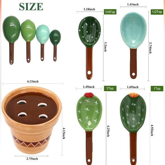 Cactus Porcelain Measuring Set 🌵NWOT - Picture 3 of 8
